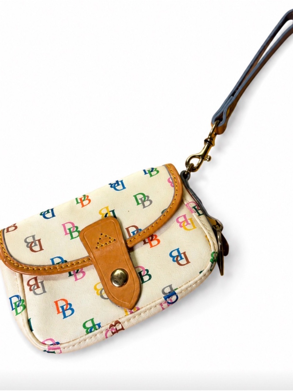 Dooney & Bourke Signature Rainbow Monogram Flap Wristlet Vintage